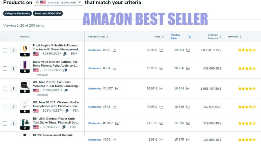 Amazon best seller ranking demo