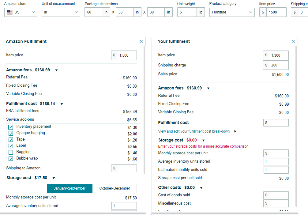 fba fee calc